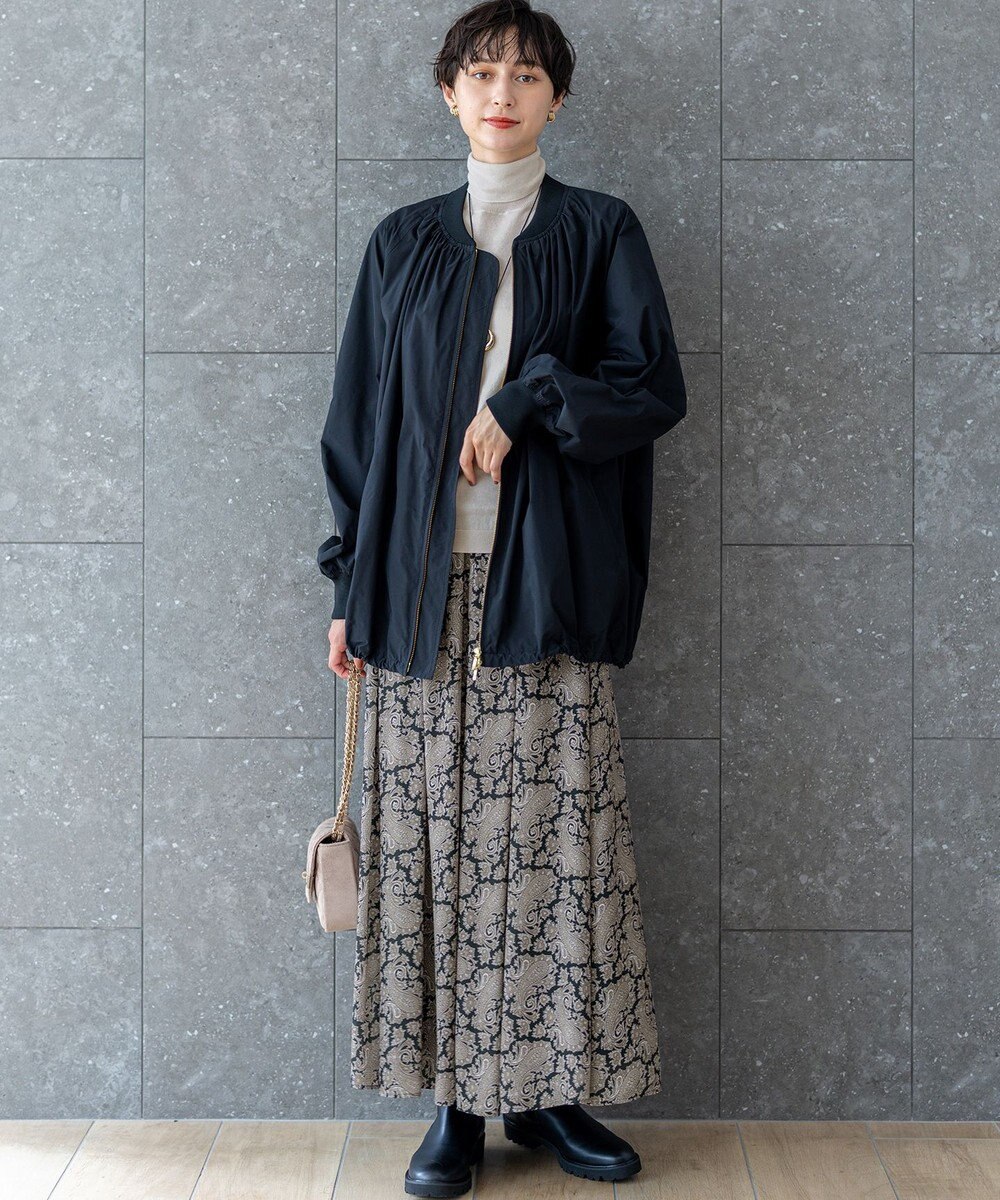 23区 L 【撥水加工】ソフトメモリータフタ ミドル丈 ブルゾン 