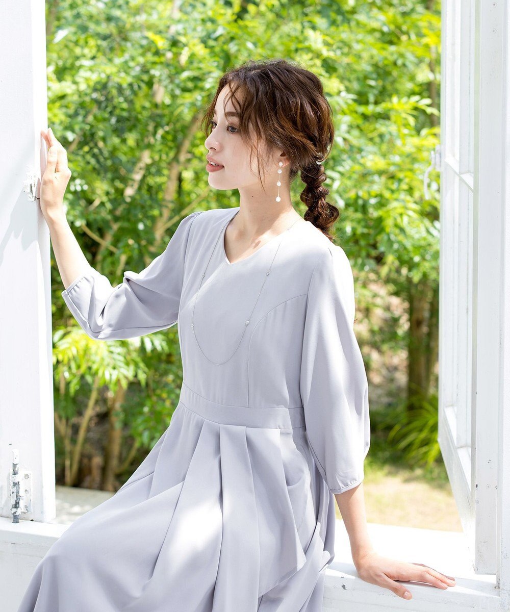 Tiaclasse L 【洗える】大人の洗練ドレープワンピース 