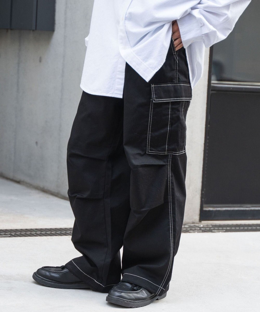 WEGO 【ユニセックス着用ITEM/SMLサイズ展開】ワイドカーゴパンツ 