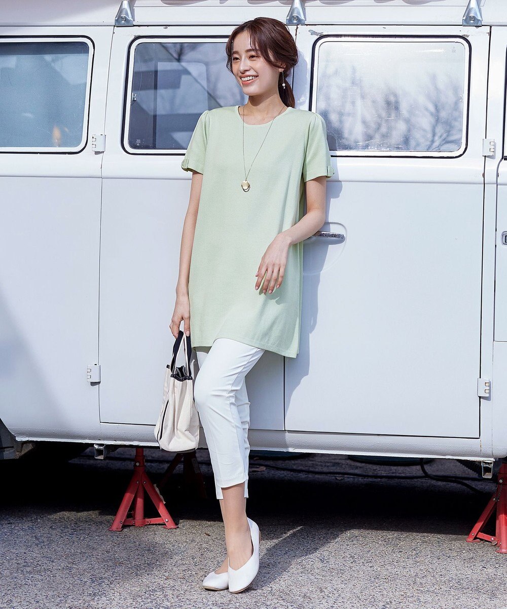 Tiaclasse 【洗える】リボン袖ニットチュニックブラウス 