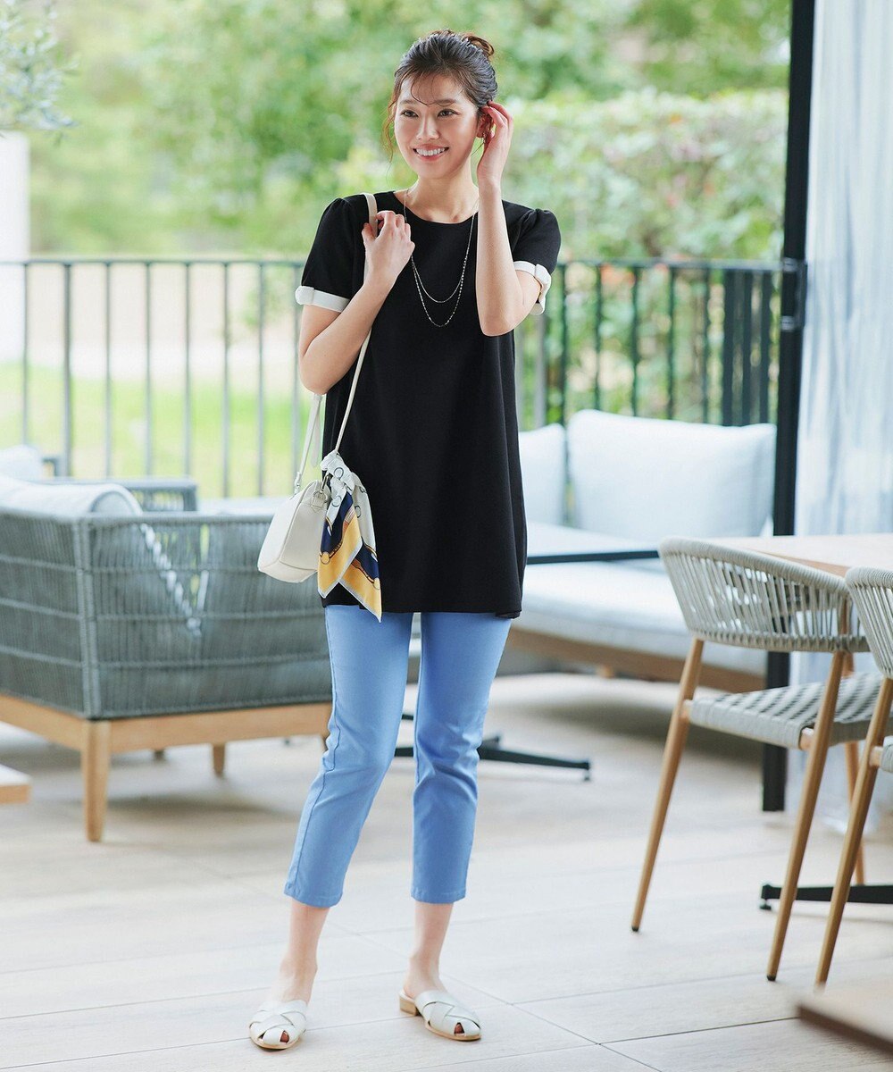 Tiaclasse 【洗える】リボン袖ニットチュニックブラウス 