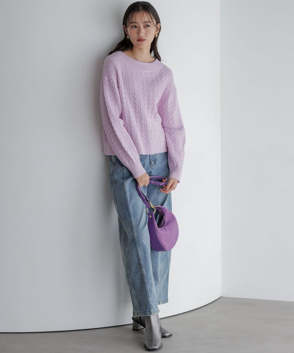 組曲 S 【加藤ローサさん着用】コットンカシミヤMIX ケーブル ニット 