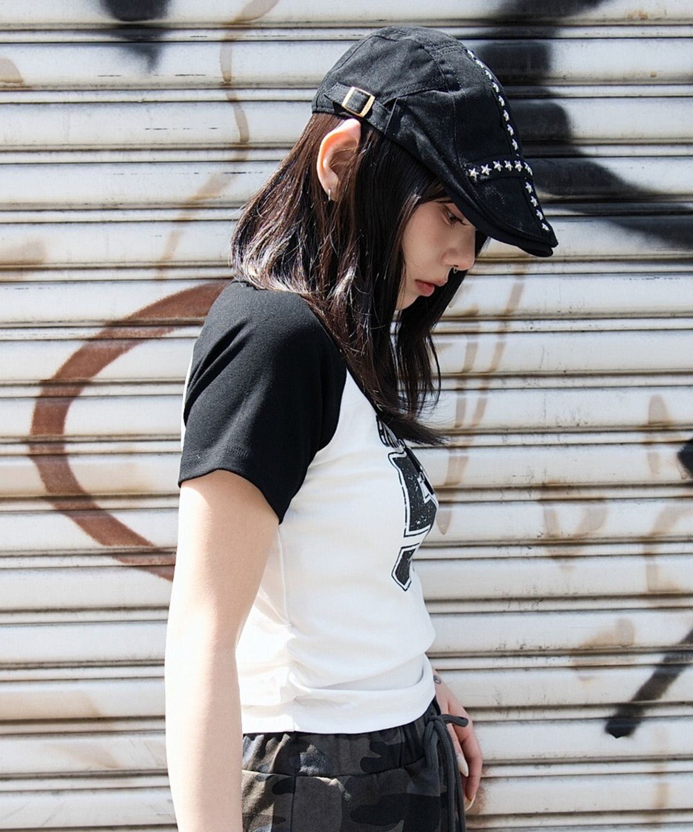 WEGO グラフィックラグランヘンリーネックT 