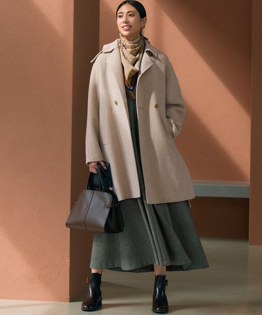 23区 S ラメミックスツイード Vネックワンピース 