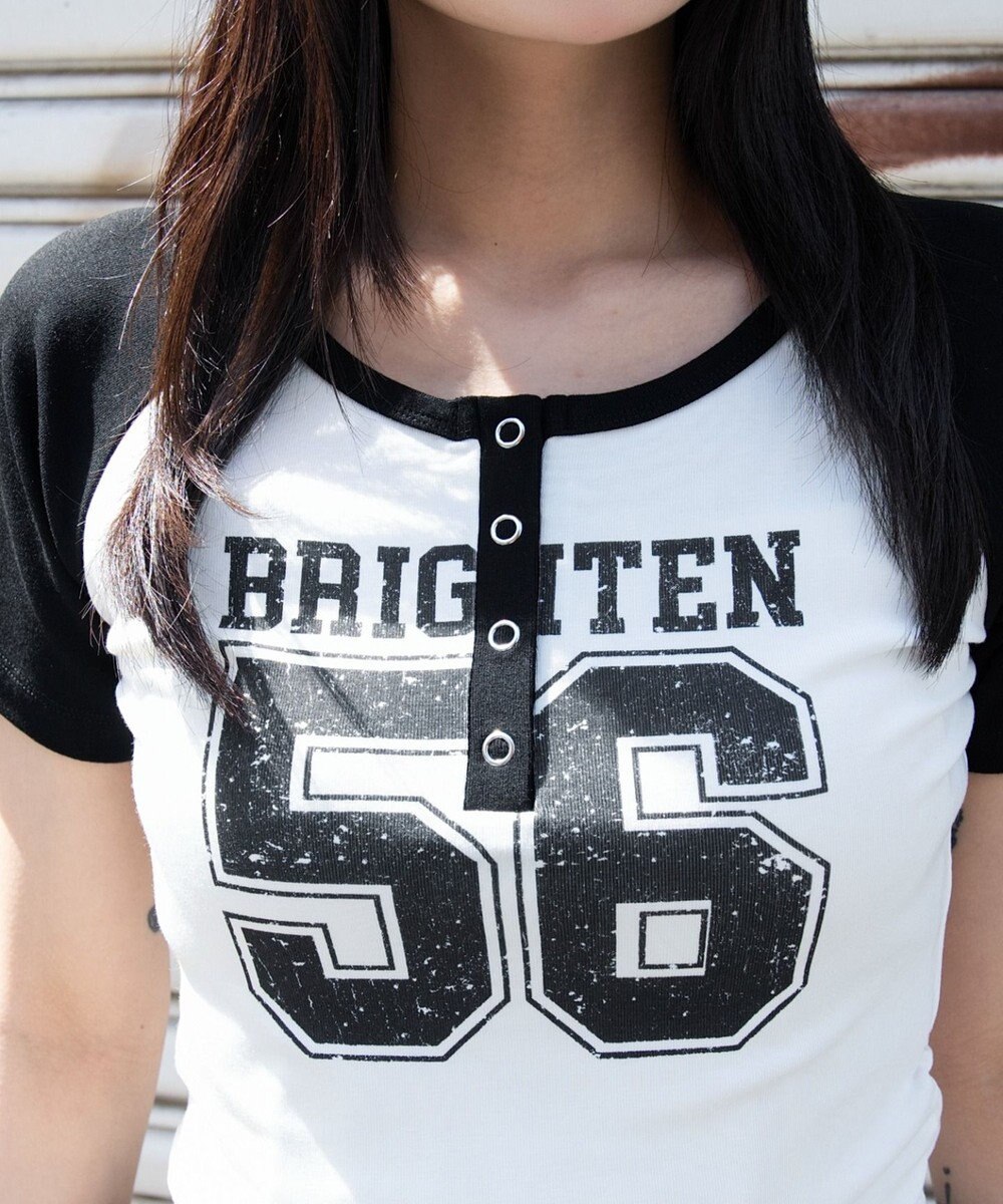 WEGO グラフィックラグランヘンリーネックT 