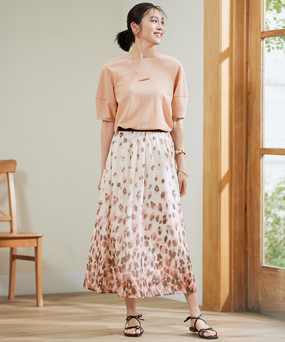 自由区 L 【洗える】グラデーションペタルプリント スカート 