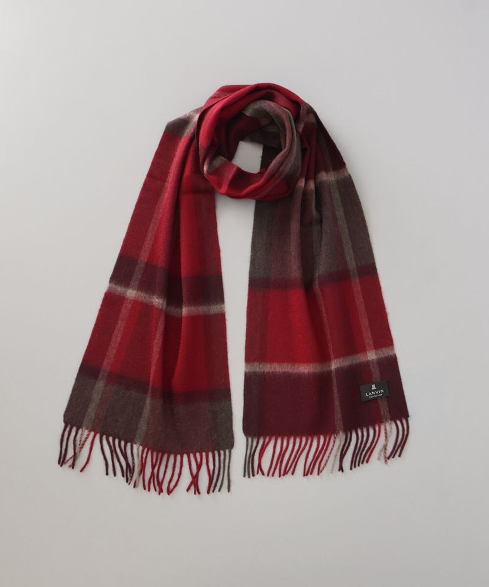 AURORA 【 LANVIN COLLECTION（ランバン コレクション） 】カシミヤ100％チェックマフラー(WASH) 