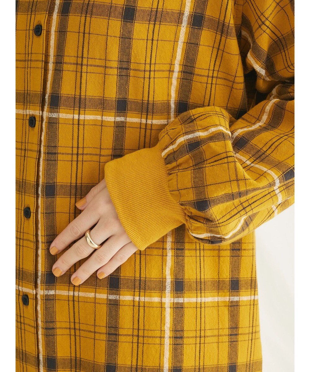 CRAFT STANDARD BOUTIQUE 先染めチェック（小）バンドカラー袖ＲＩＢ　ＯＰ 