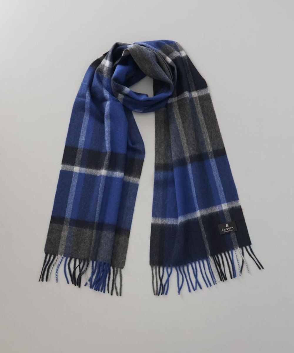 AURORA 【 LANVIN COLLECTION（ランバン コレクション） 】カシミヤ100％チェックマフラー(WASH) 