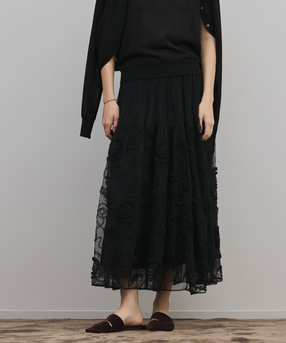 GRACE CONTINENTAL 刺繍チュールスカート 