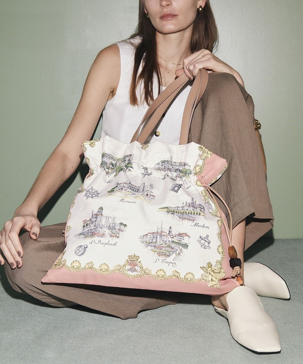 TOPKAPI 【TREASURE TOPKAPI】マイルドサテン スカーフ柄 巾着 トート バッグ 