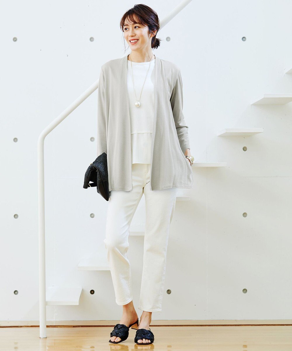 自由区 【保湿性/吸湿性/吸水速乾/接触冷感/UVケア】ハンディカーディガン ロング 