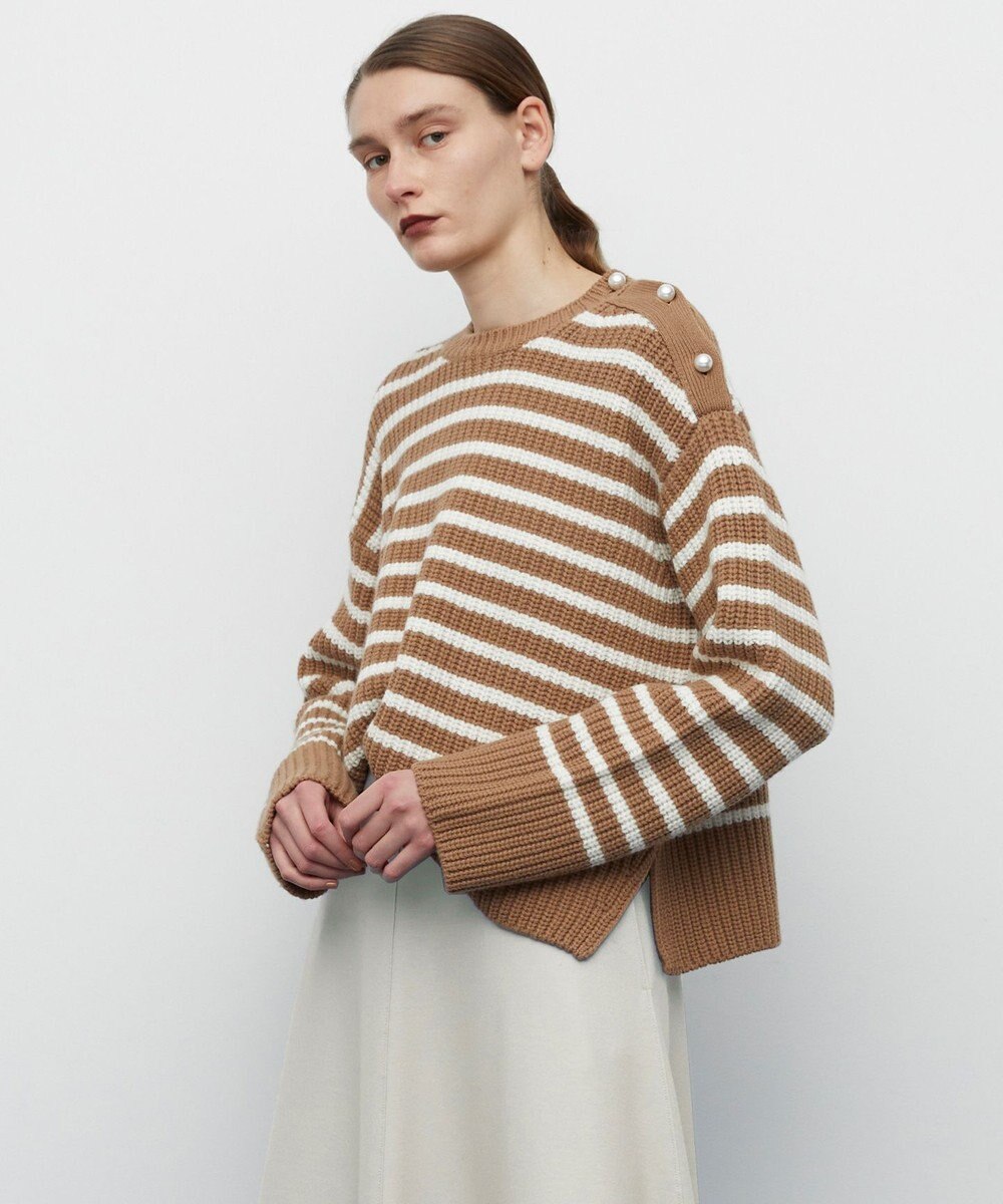 BEIGE， PONT NEUF/ ボーダーニットトップス 