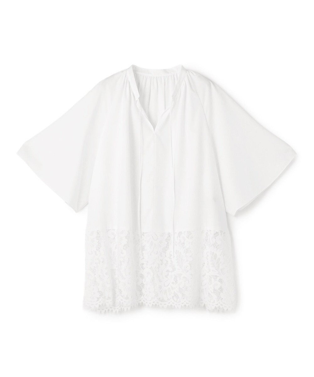 UNFILO L レースヘム ギャザーブラウス 