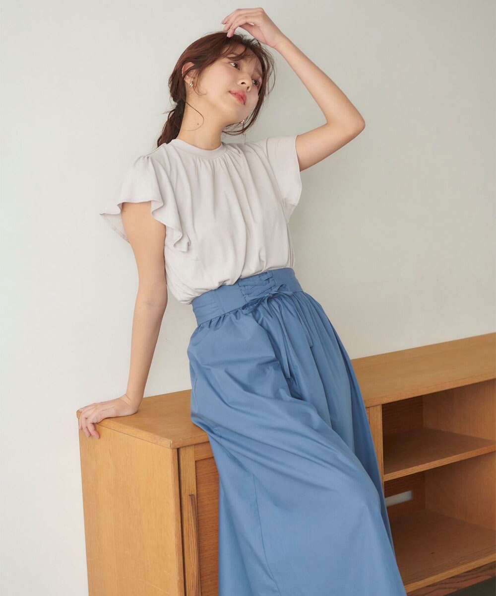 Feroux 【UVケア】スタンドカラーフレアスリーブ Ｔシャツ 