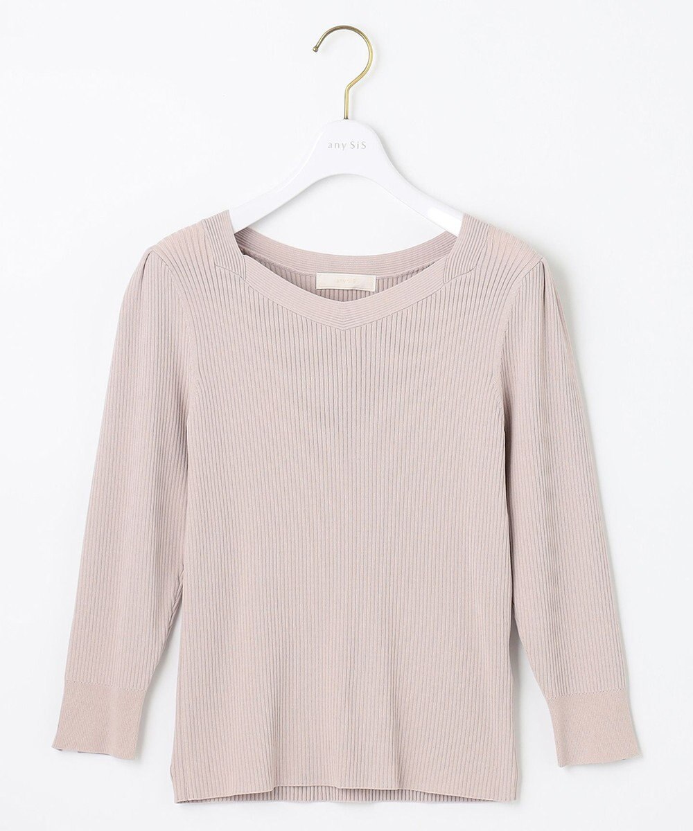ANY SIS 【洗える】ネックポイントリブ ニット 