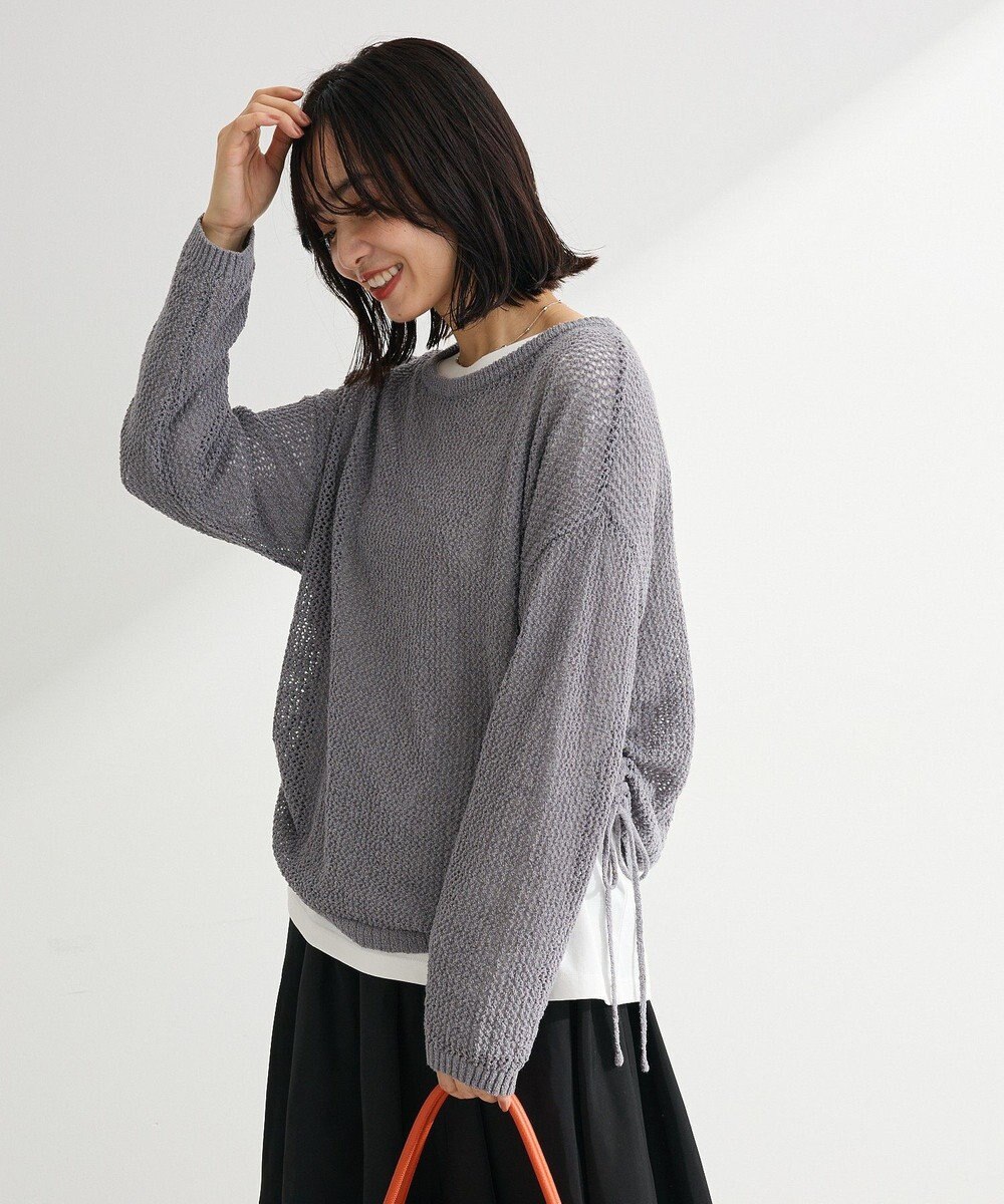 Green Parks サイドシャーリング透かし編みニットプルオーハ 
