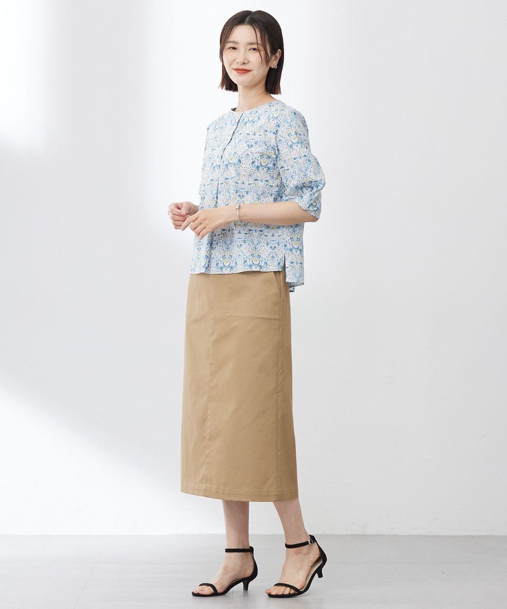 J.PRESS LADIES L 【洗える】シャンブレーサテン ナロー スカート 