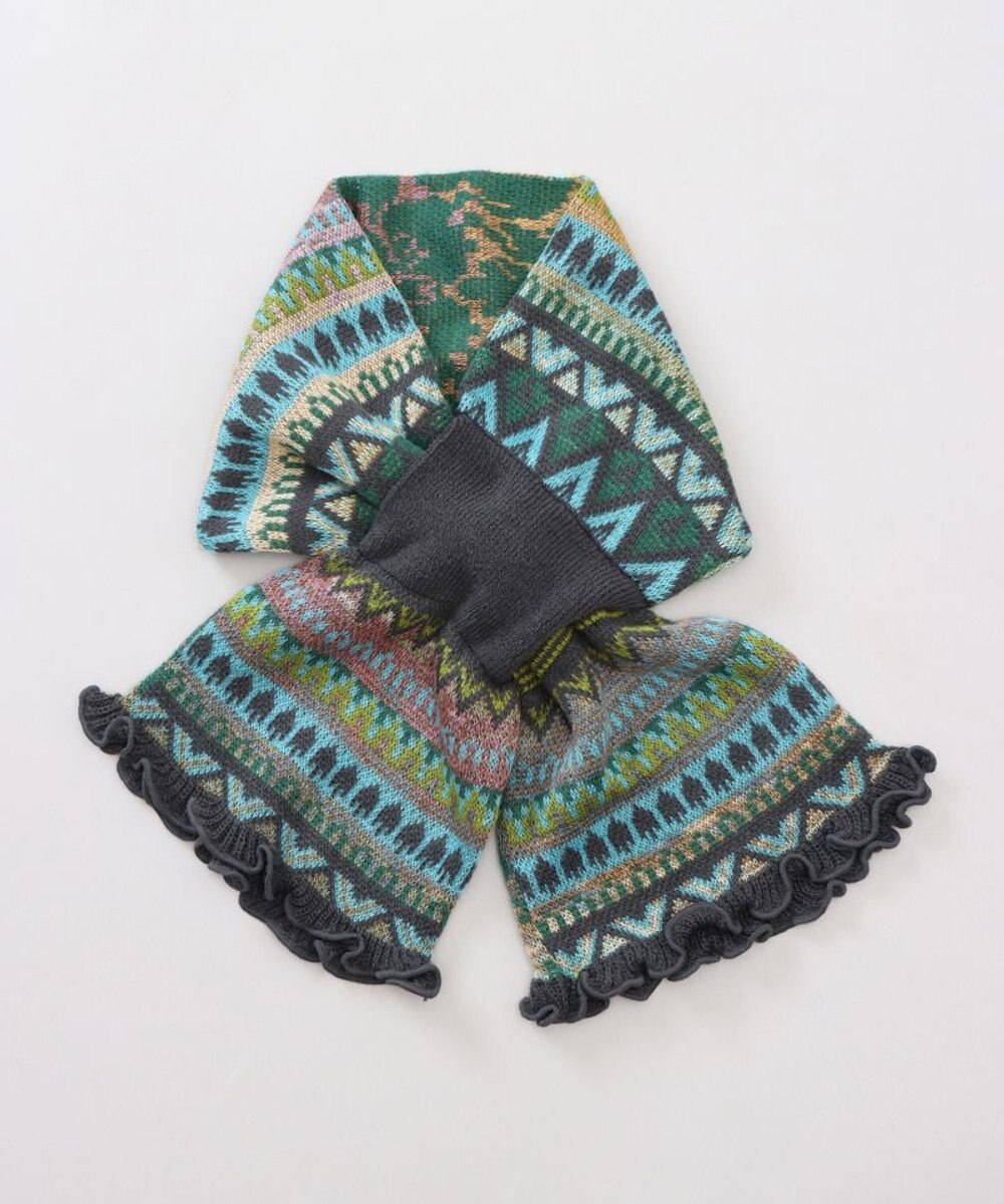 AURORA 【 ANNA SUI（アナ スイ）】ジャカードキャンディーマフラー(WASH) 