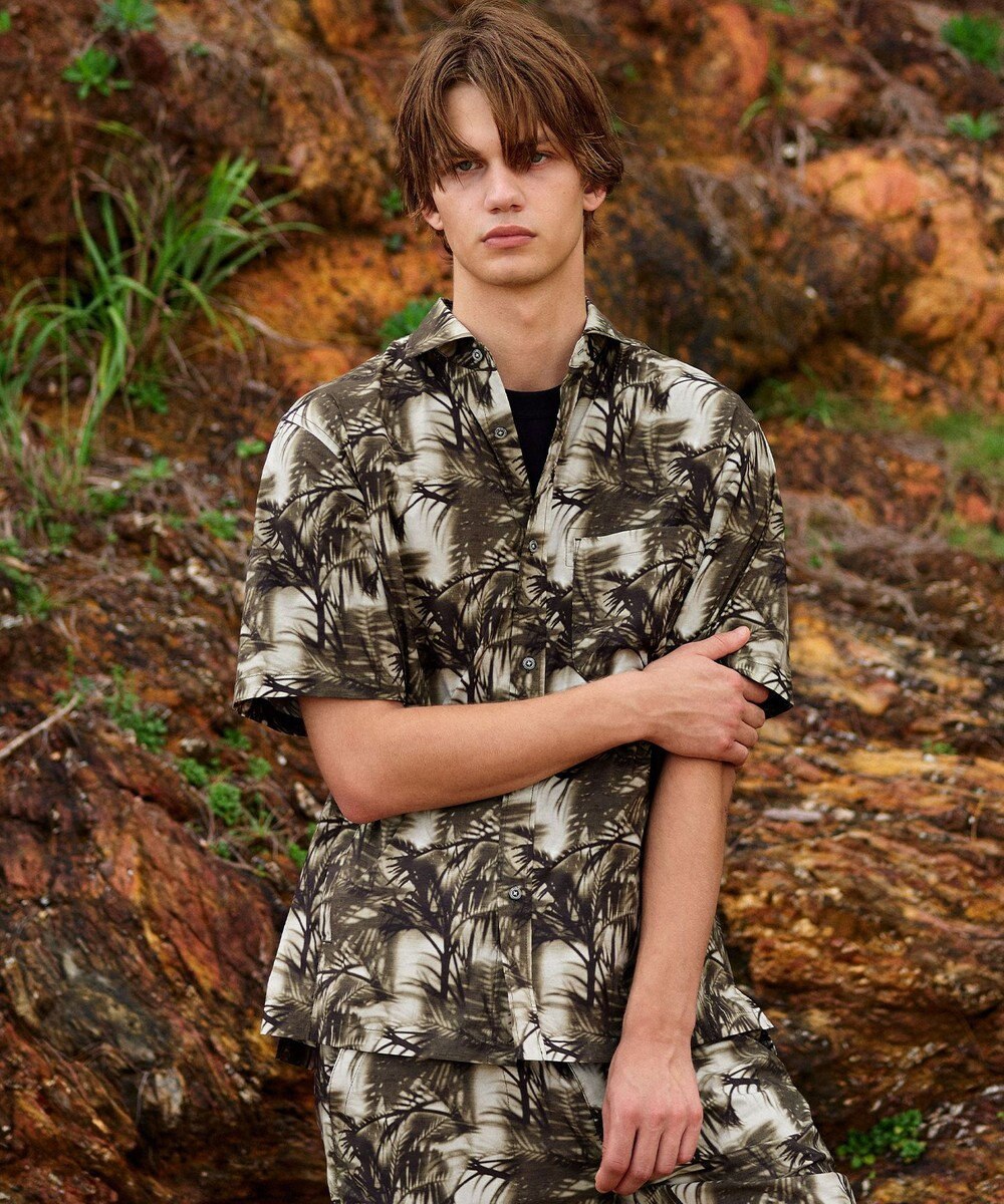 JOSEPH ABBOUD MOUNTAIN 【イタリア素材/軽量/撥水/ストレッチ】X-WAVEヤシパターン シャツ 