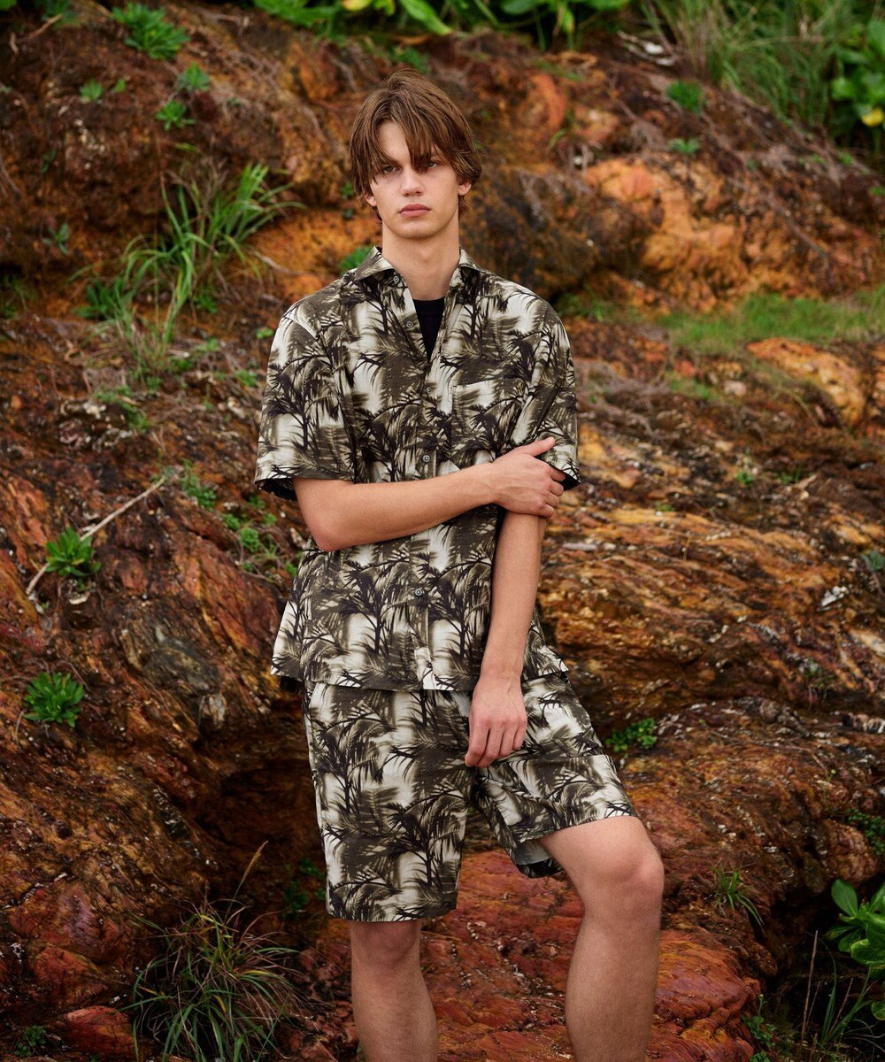 JOSEPH ABBOUD MOUNTAIN 【イタリア素材/軽量/撥水/ストレッチ】X-WAVEヤシパターン シャツ 