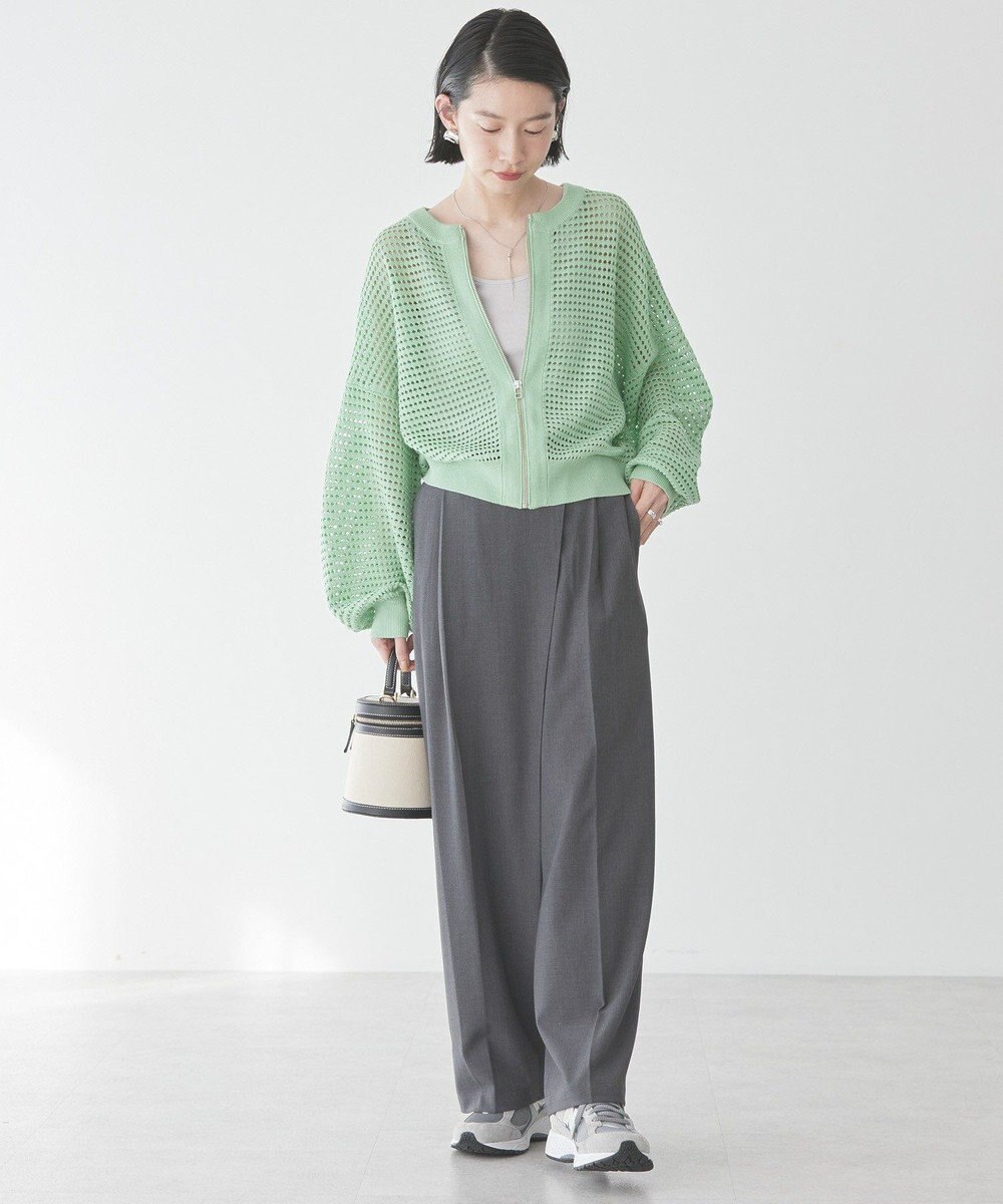 AMERICAN HOLIC ジップアップメッシュニットカーディガン 