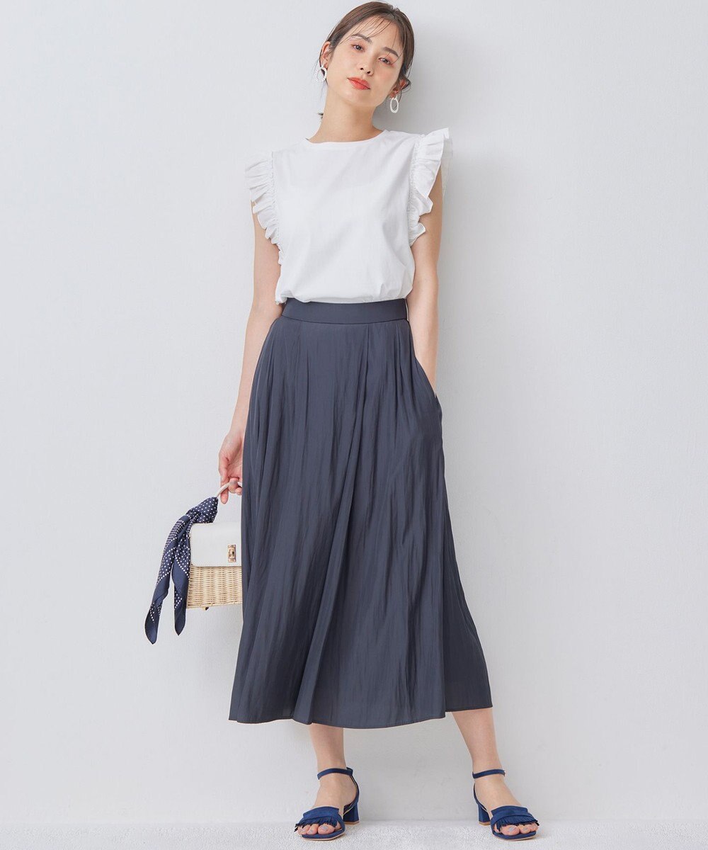 組曲 【WEB限定】ギャザーライトデシン タックスカート 