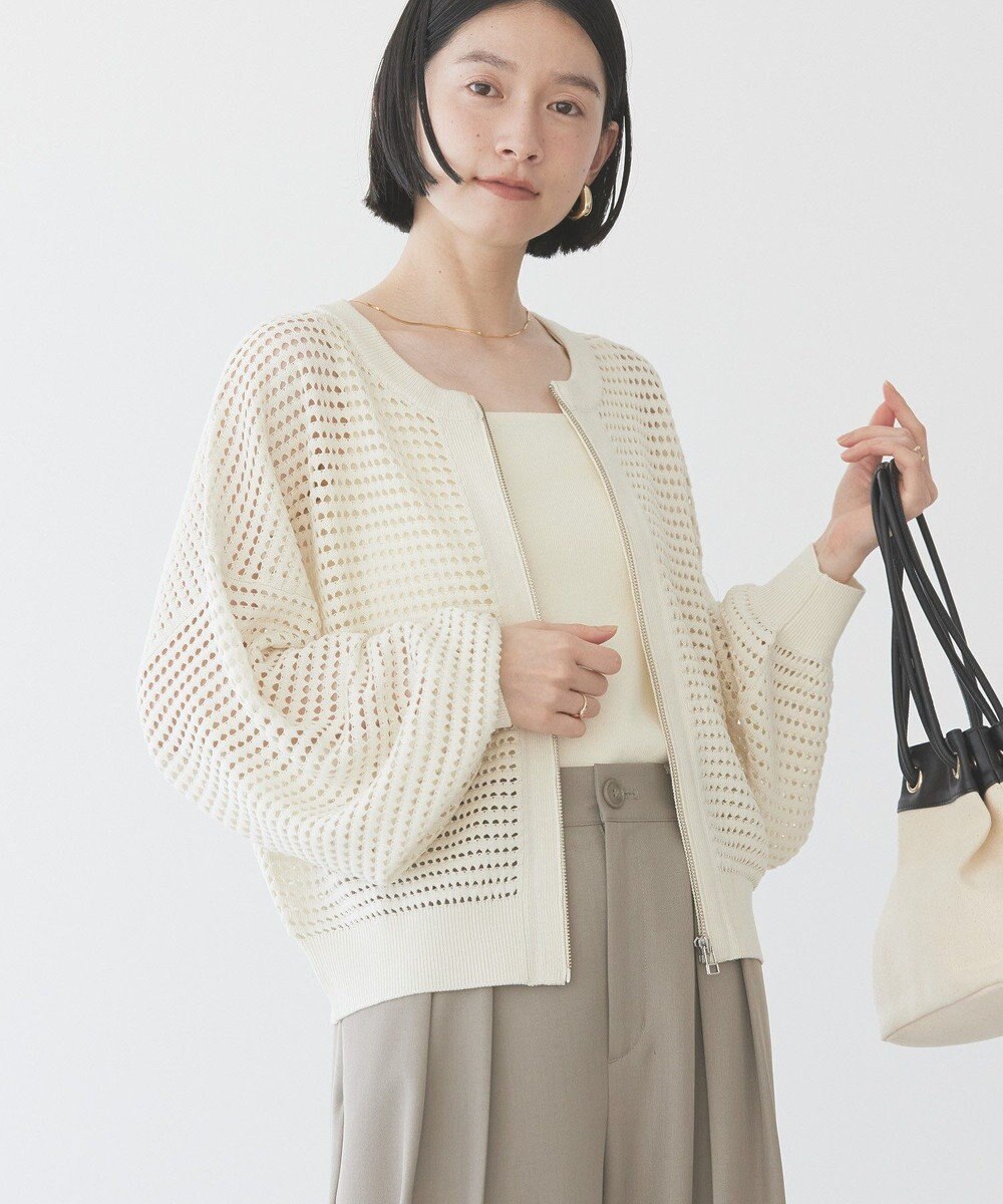 AMERICAN HOLIC ジップアップメッシュニットカーディガン 