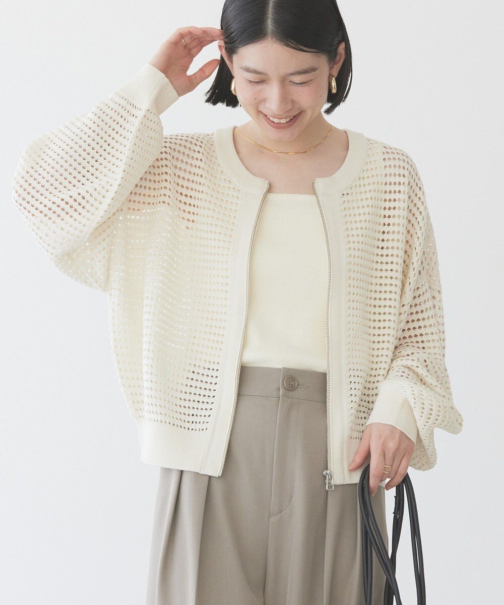 AMERICAN HOLIC ジップアップメッシュニットカーディガン 