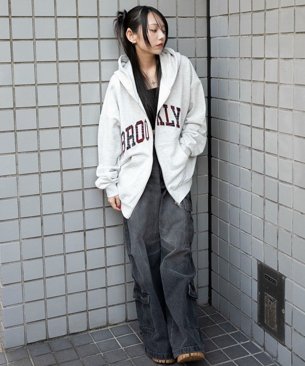 WEGO グラフィックBIGZIPパーカー 