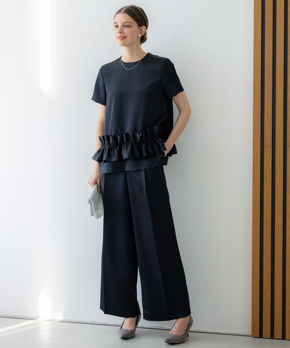 23区 【APPLAUDIR】クリアダブルサテン フリルヘム ブラウス 