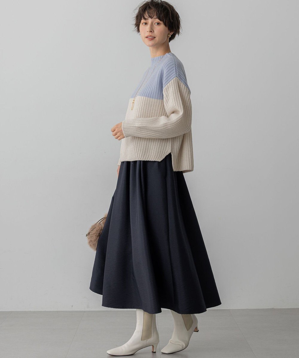 23区 S 【洗える】ウールカシミヤ カラーブロック バルキー ニット 