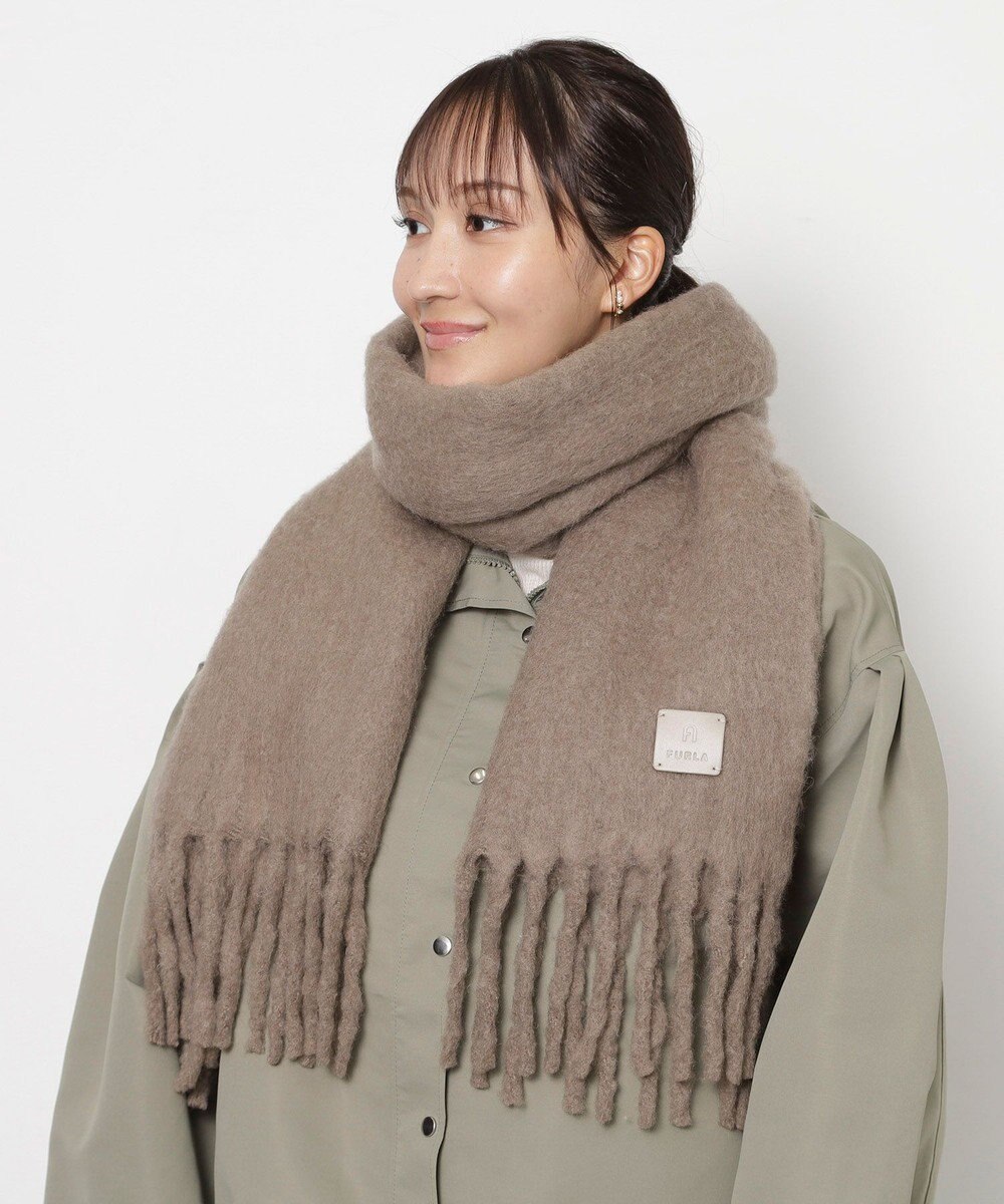 MOONBAT 【WEB限定】FURLA ウール混シャギー無地マフラー/幅40cm 