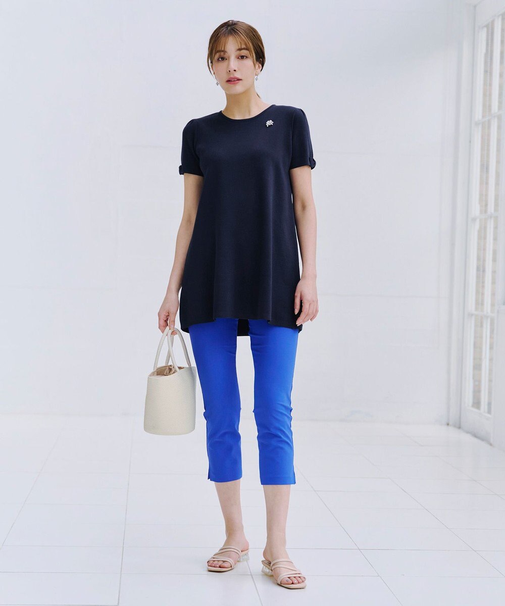 Tiaclasse 【洗える】リボン袖ニットチュニックブラウス 