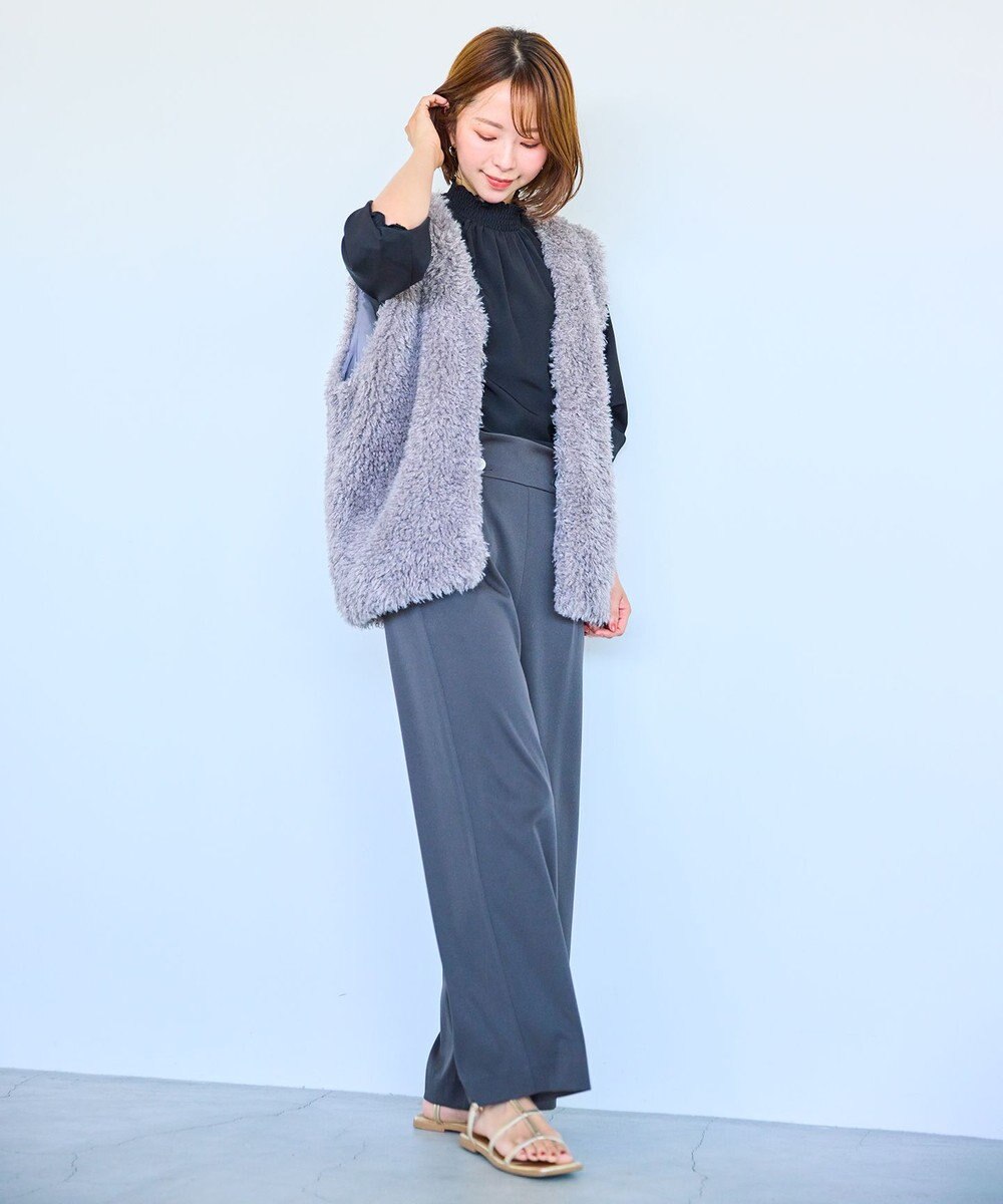 Feroux 【洗える】スタンドネックブラウス 