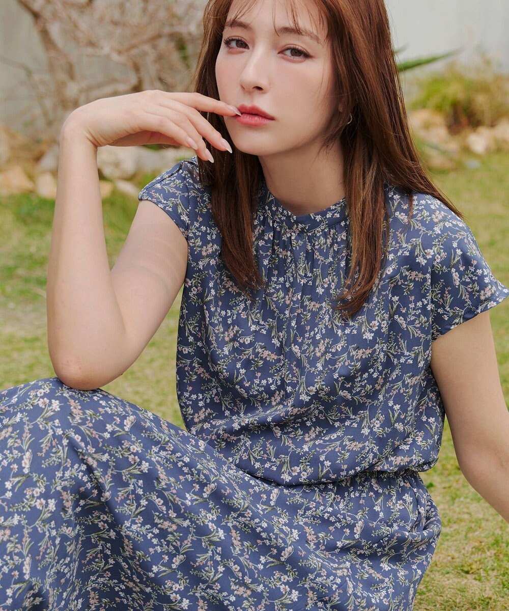 Tiaclasse 【新色追加】花柄フレンチスリーブワンピース 