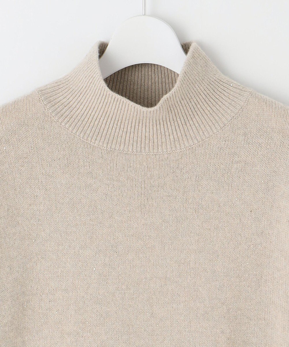 自由区 【洗える】ウールカシミヤブレンドラメスパンコールハイネック ニット 