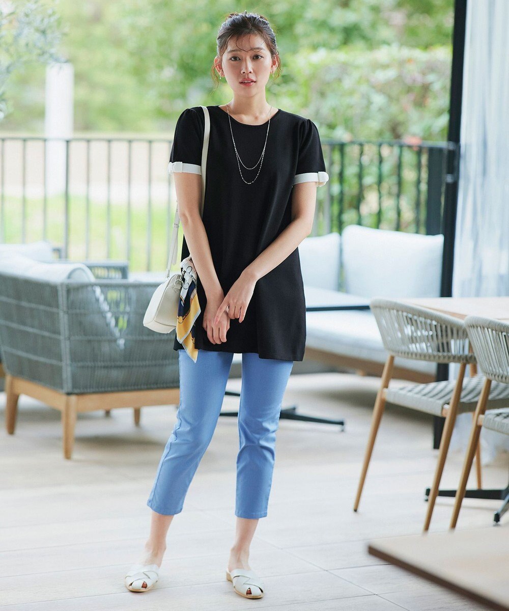 Tiaclasse 【洗える】リボン袖ニットチュニックブラウス 