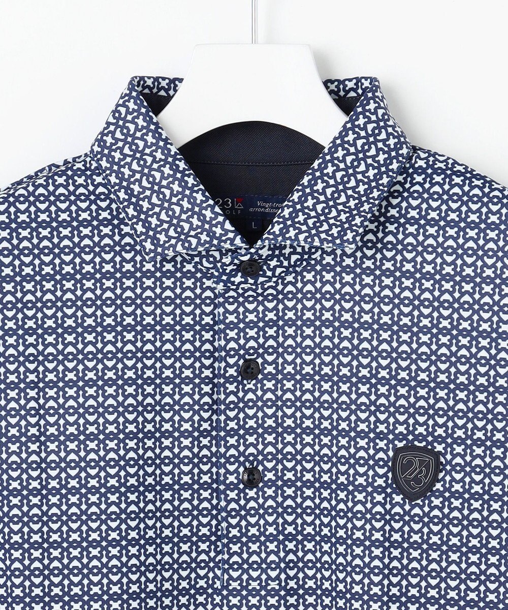 23区GOLF 【MEN】モノグラム総柄長袖ポロシャツ 