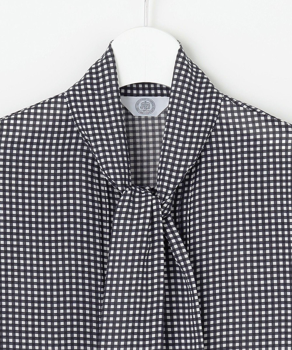 J.PRESS LADIES 【洗える】ギンガムチェック ボウタイ ブラウス 