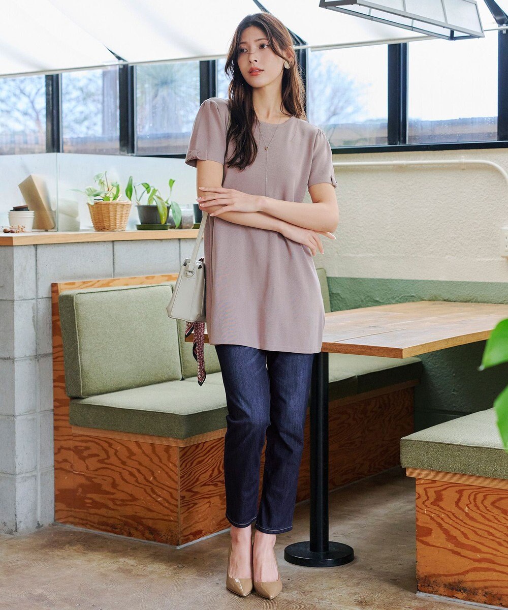 Tiaclasse 【洗える】リボン袖ニットチュニックブラウス 