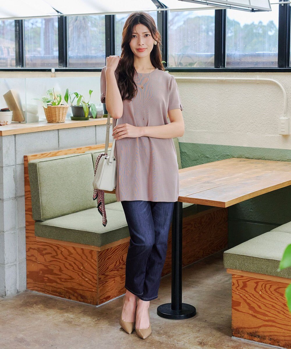 Tiaclasse 【洗える】リボン袖ニットチュニックブラウス 