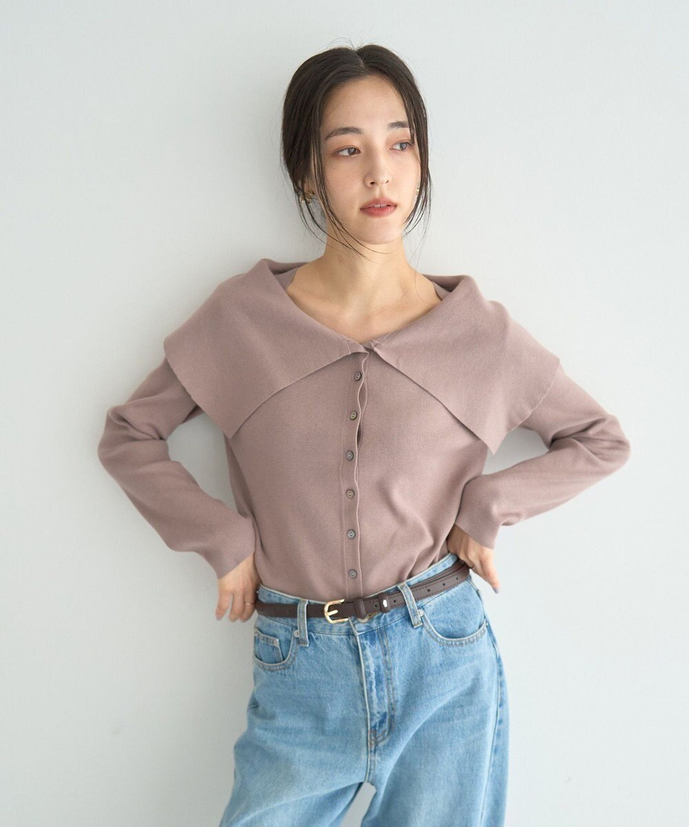 YECCA VECCA 2wayオフショルカラーカーディガン 