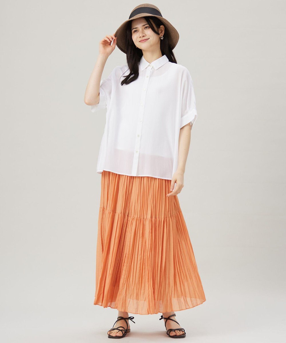 自由区 S 【接触冷感・UVケア・抗菌防臭・洗える】リヨセルポプリン ブラウス 