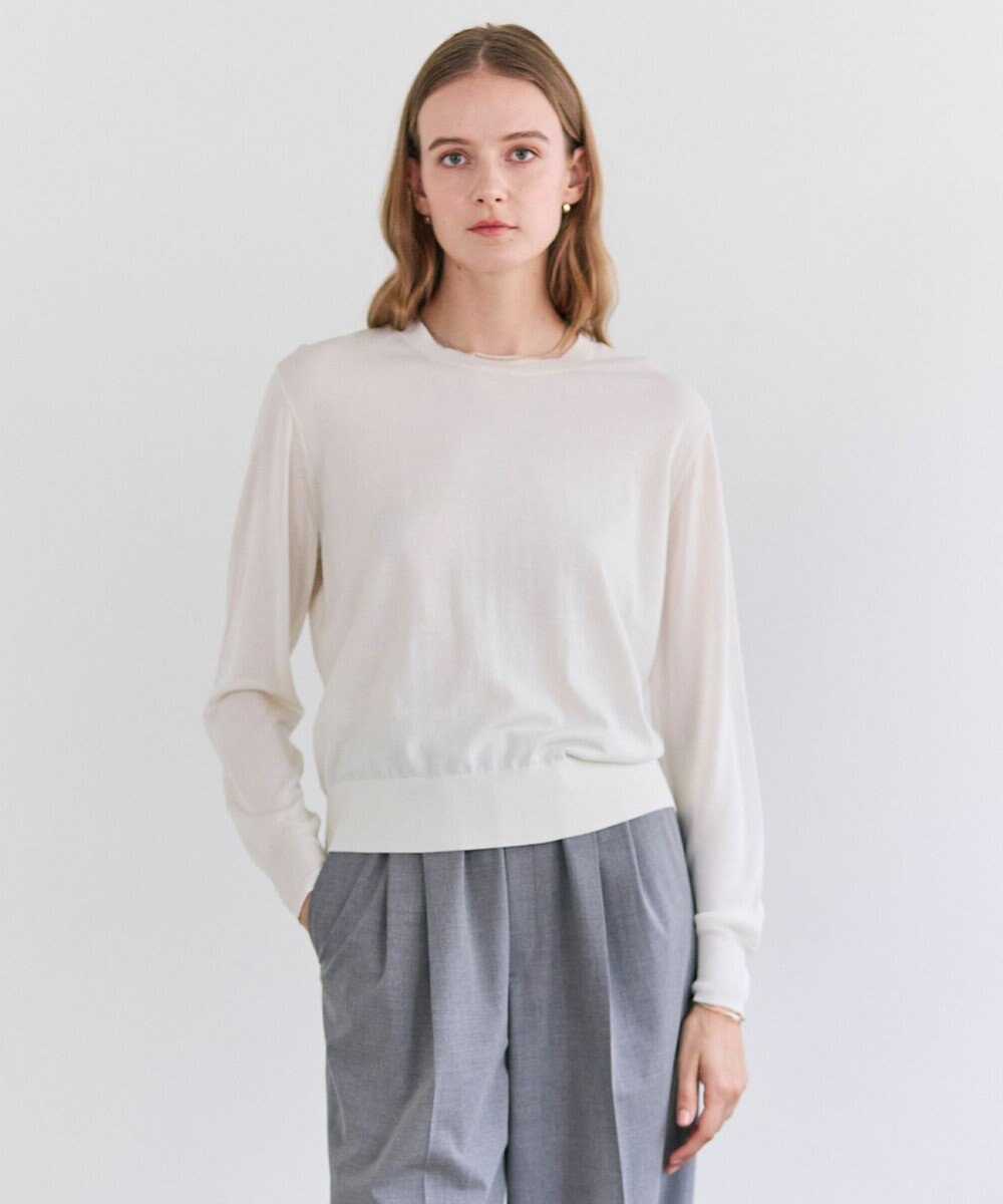 BEIGE， JULIE / コットンシルク 異素材プルオーバーニット 