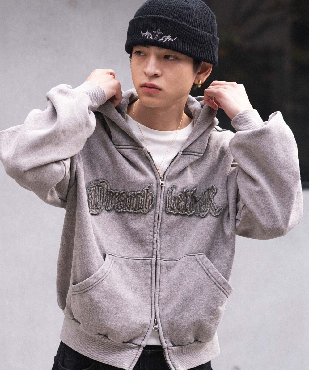 WEGO 【ユニセックス着用ITEM/MLサイズ展開】ショートグラフィックZIPパーカー 