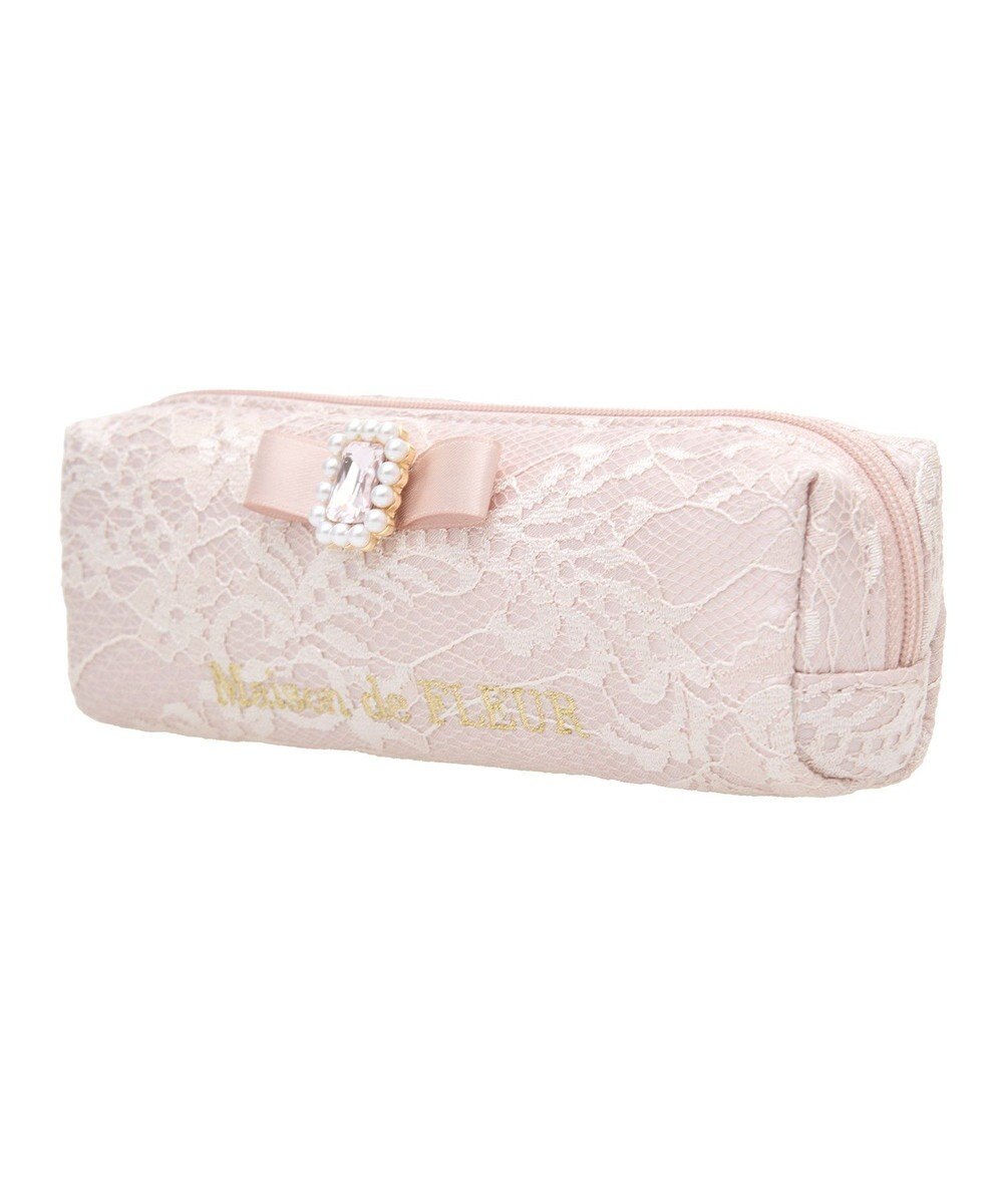 Maison de FLEUR レースサテンパールビジューロングポーチ 
