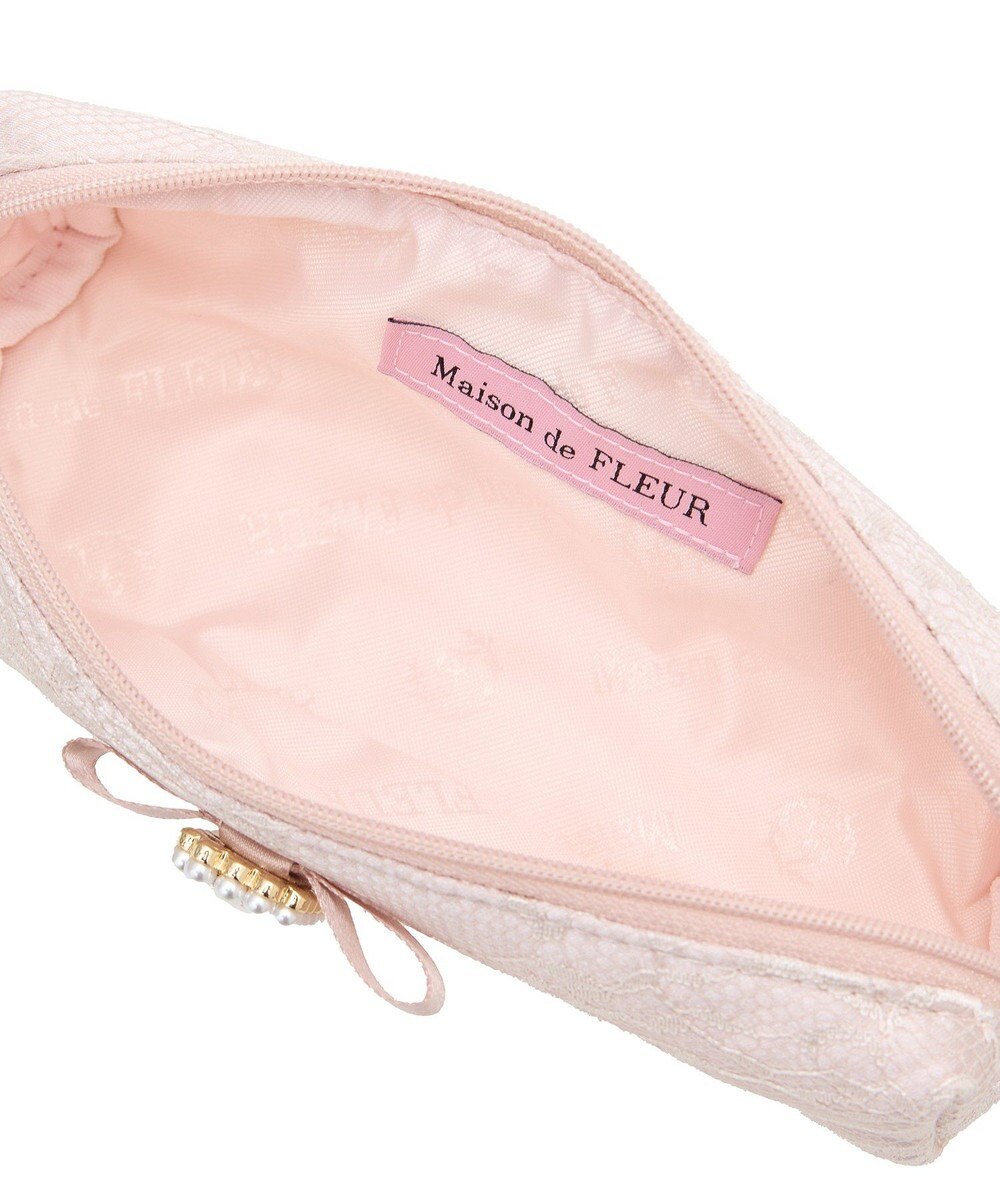 Maison de FLEUR レースサテンパールビジューロングポーチ 