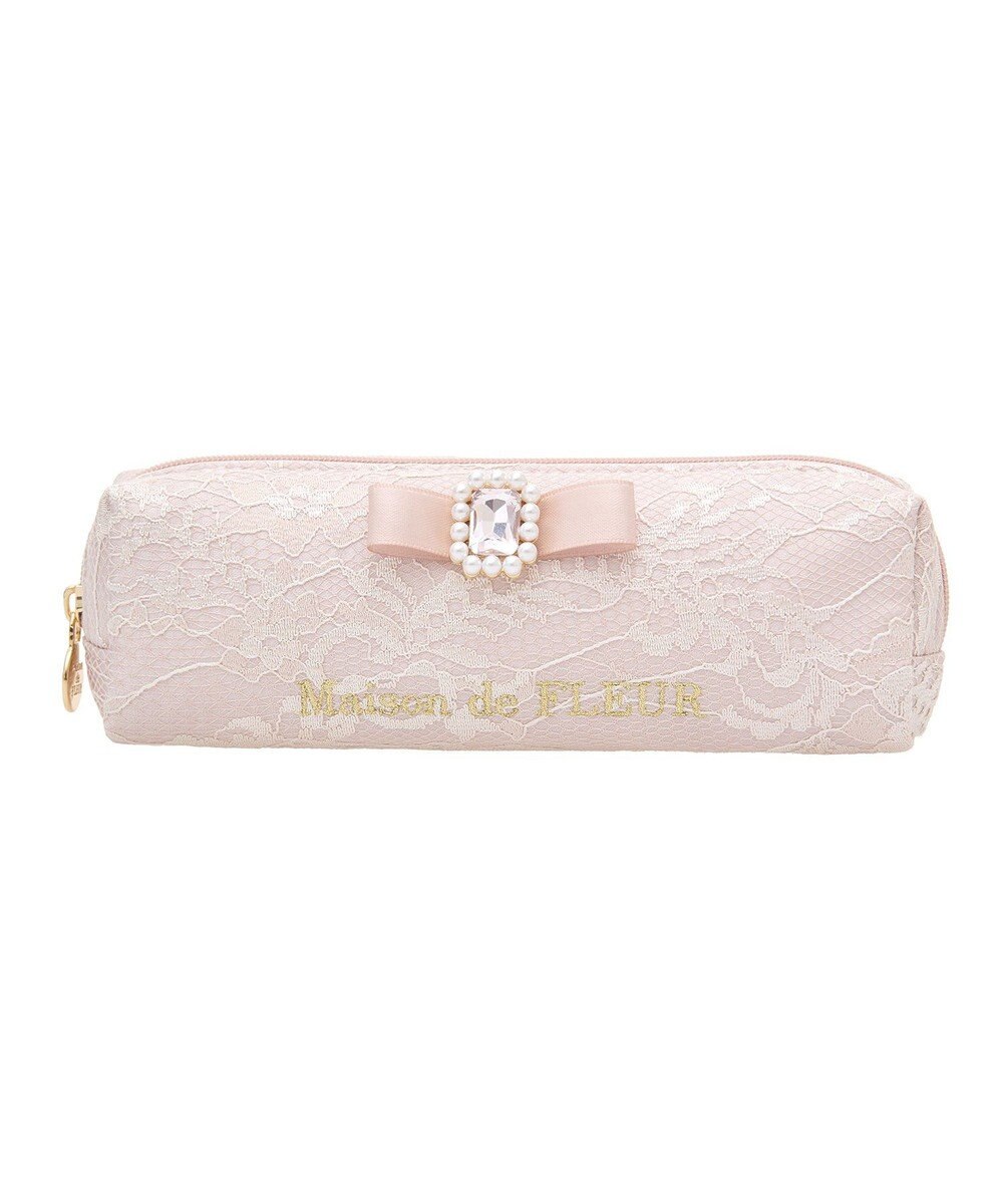 Maison de FLEUR レースサテンパールビジューロングポーチ 