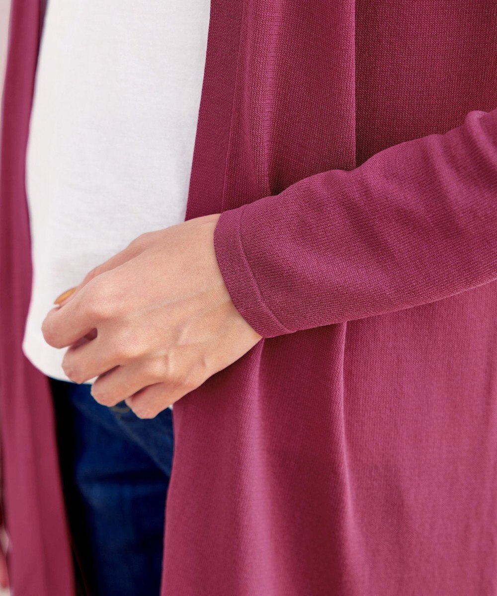 Tiaclasse 【洗える】バックリブプリーツ編みロングカーディガン 